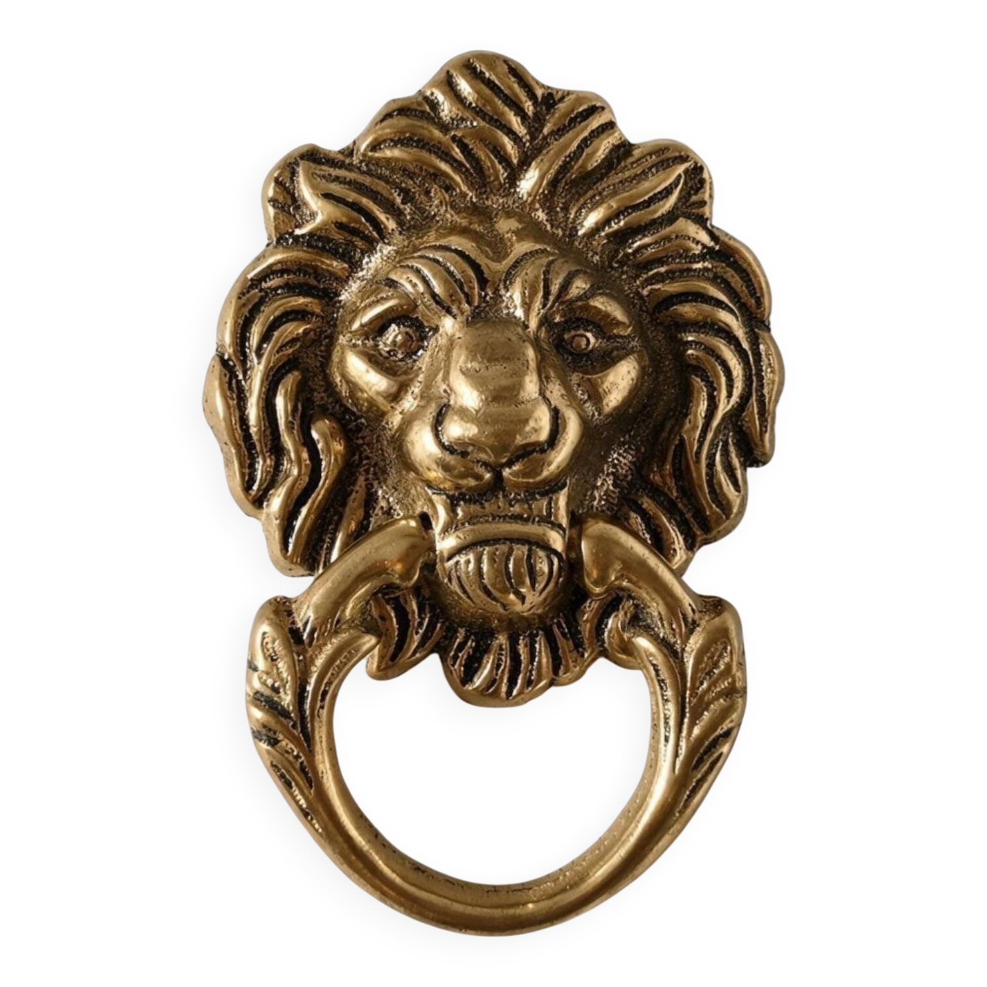 Lion Head Door Knocker in Solid Brass, Antique Door Handle