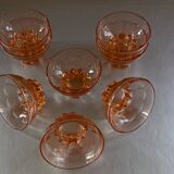 8 vintage pink molded glass bowls from the 40s and 50s