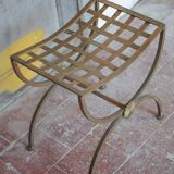Vintage luggage rack, curule-shaped stool, iron suitcase table