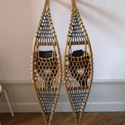 Pair of antique wooden snowshoes, vintage, 155 cm