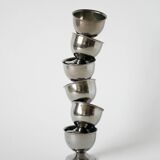 Set of 6 stainless steel egg cups, Design, 1970