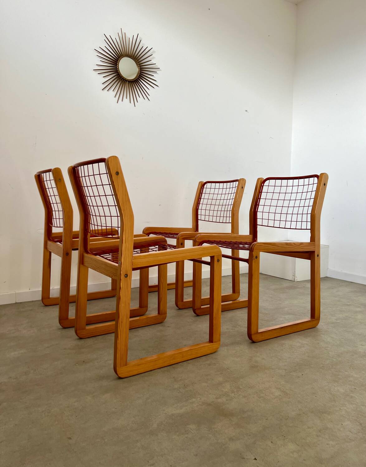 Lot 4 chaises  design Knut et Marianne Hagberg pour Ikea 1982 vintage métal et bois