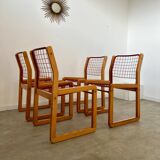 Lot of 4 Knut and Marianne Hagberg designer chairs for Ikea 1982 vintage metal and wood