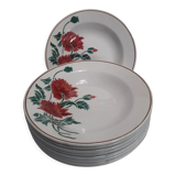 9 assiettes creuses Luxeuil HBCM fleurs et feuillages
