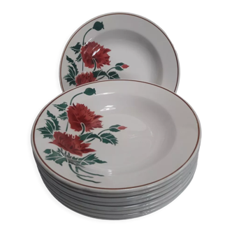 9 hollow plates Luxeuil HBCM flowers and foliage