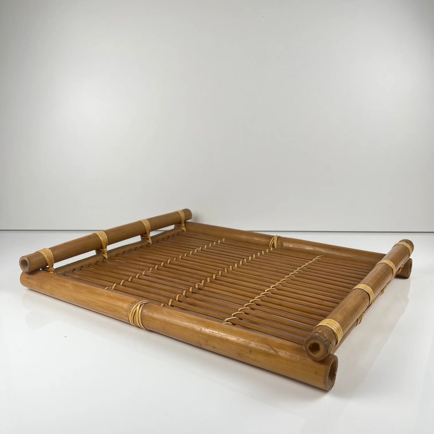 Bamboo tray with handle, 1960s/70s