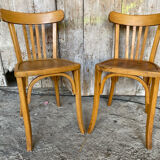 Pair of Vintage Bistro Chairs LUTERMA Light Wood 1960s