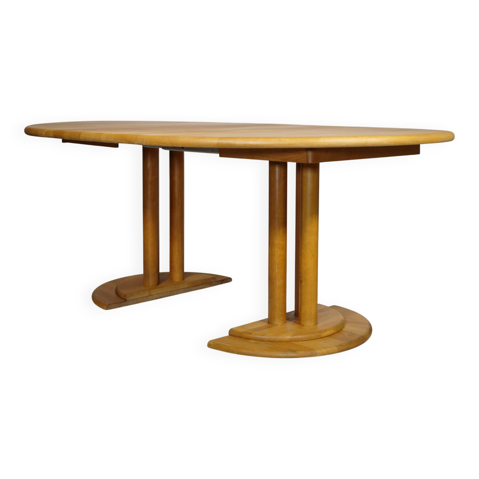 Mid Century Extendable Solid Alder Dining Table by Rainer Daumiller, 1970s