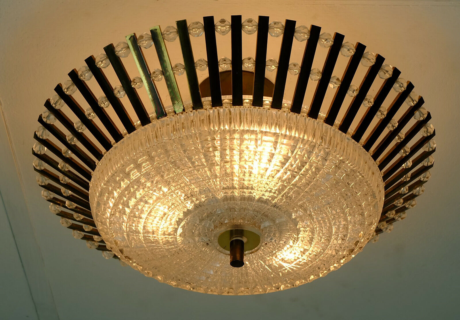 palwa CEILING LAMP brass glass 1960s