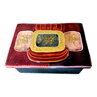 Marion DE CRÉCY's jewelry box wooden base with enamel lid and crystallized glass