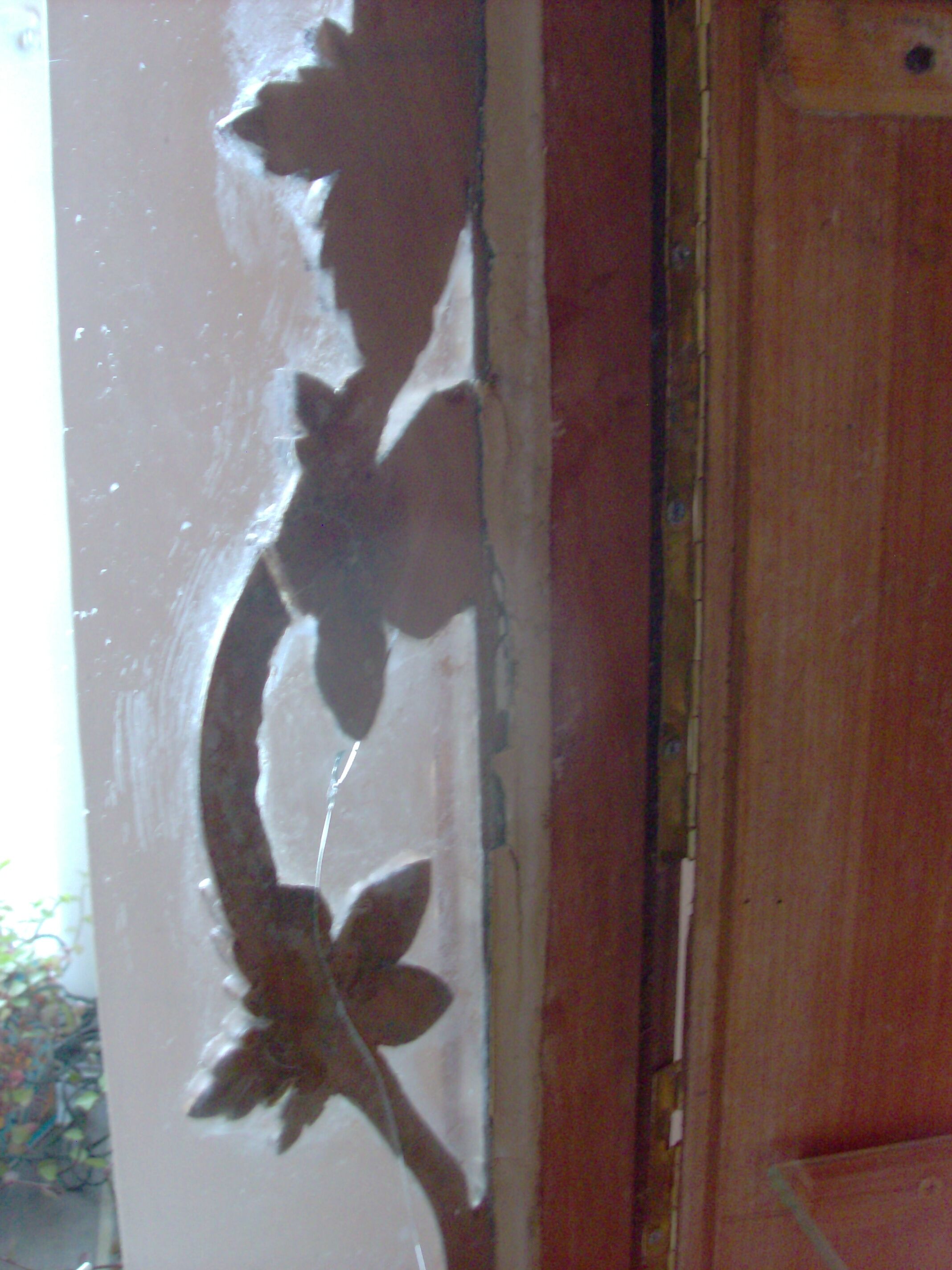 Old showcase carved wood vine leaf grape