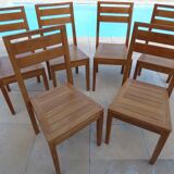 6 chairs of golden oak color in solid wood brand codium maison