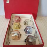 Box of 6 glasses with glass feet in colors of velles le chatel