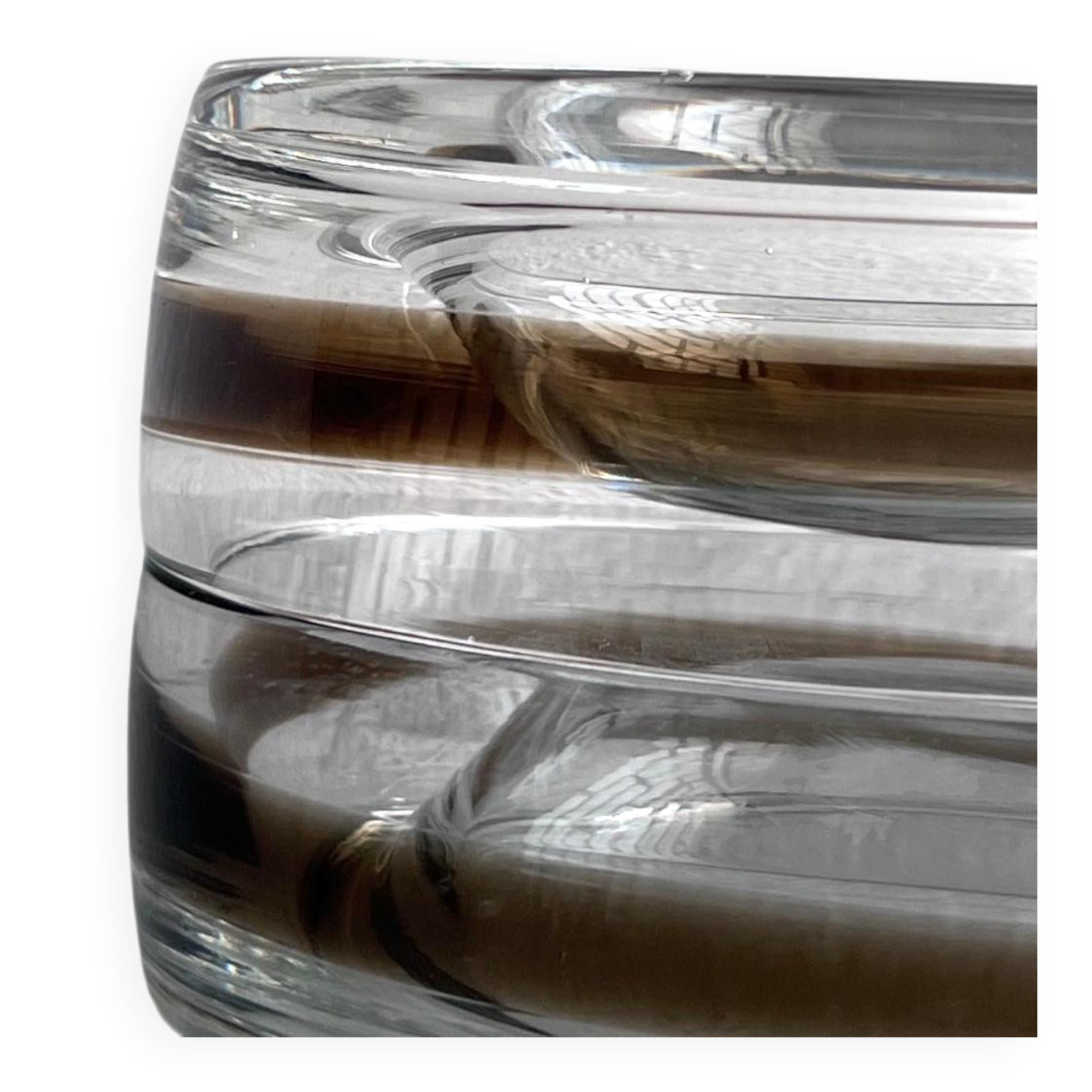 Timeless Murano glass valet tray in clear and brown glass 1970's