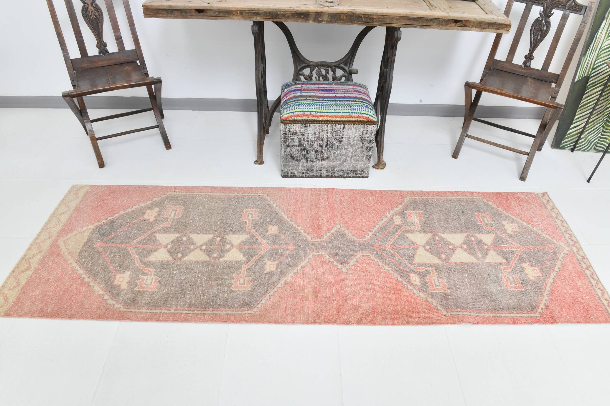 2x8 Soft Pastel Red Turkish Vintage Runner Rug, 78x246Cm FREE SHIPPING