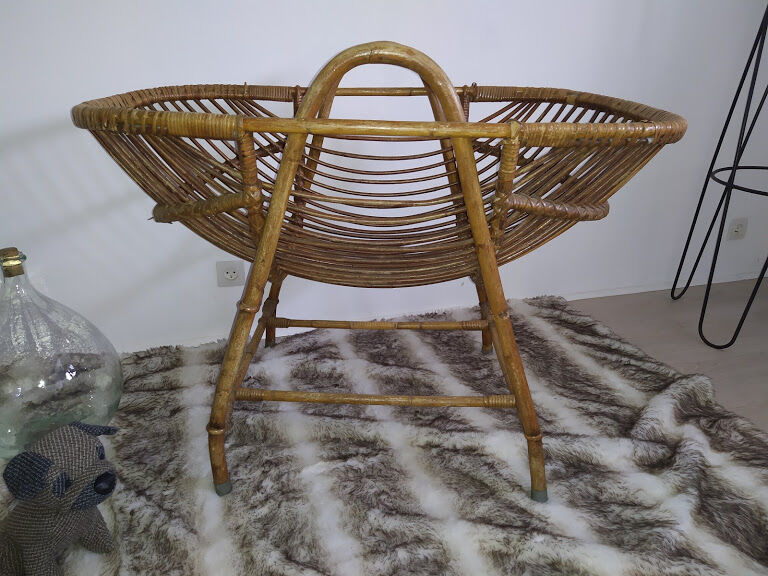 Vintage rattan cradle