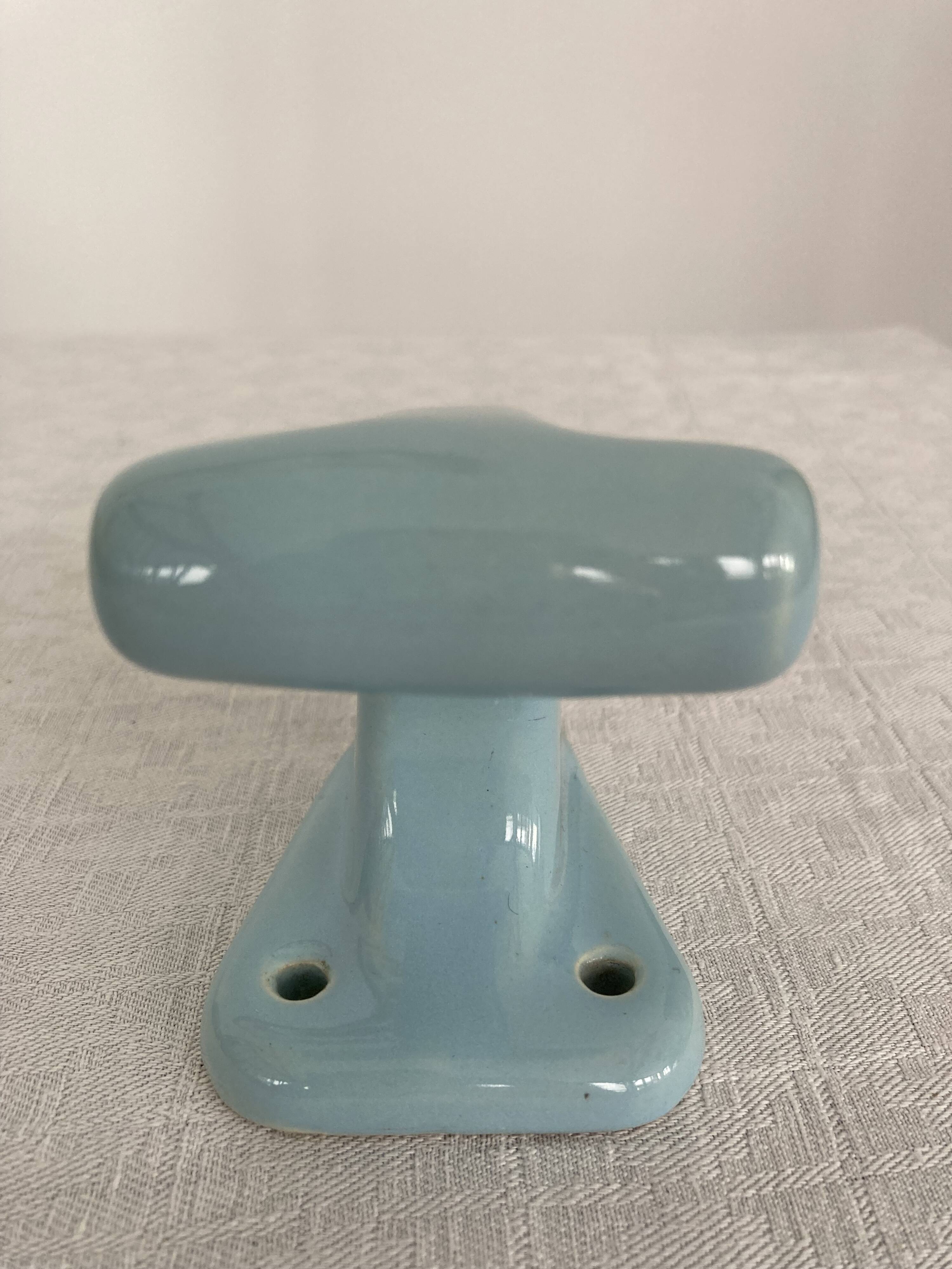 Sky-blue glazed porcelain hook