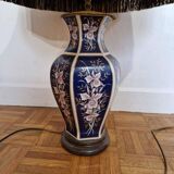 Large old lamp with ceramic base with flower patterns