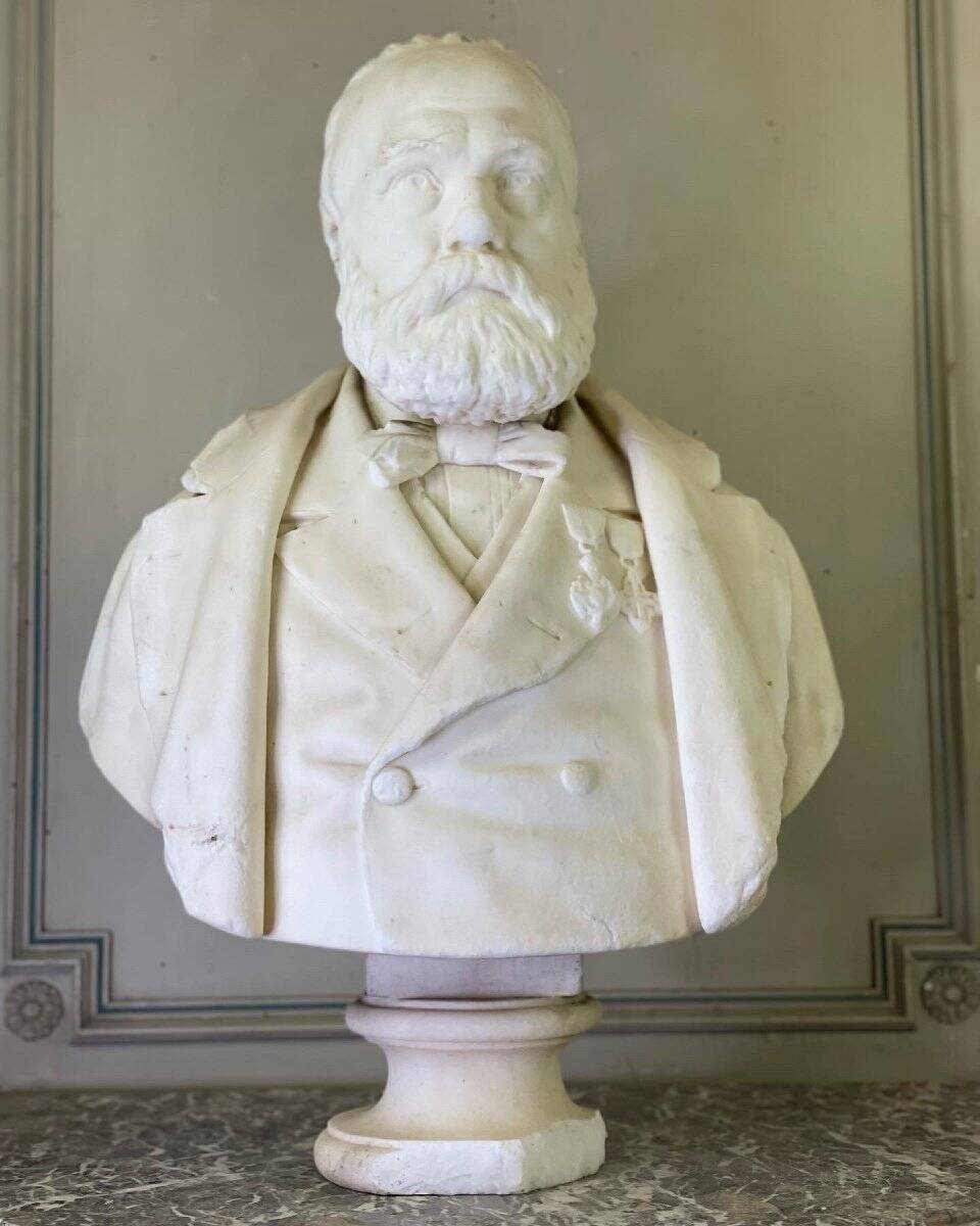 Buste en marbre de Carrare signé et daté Argenti Giosue 1886