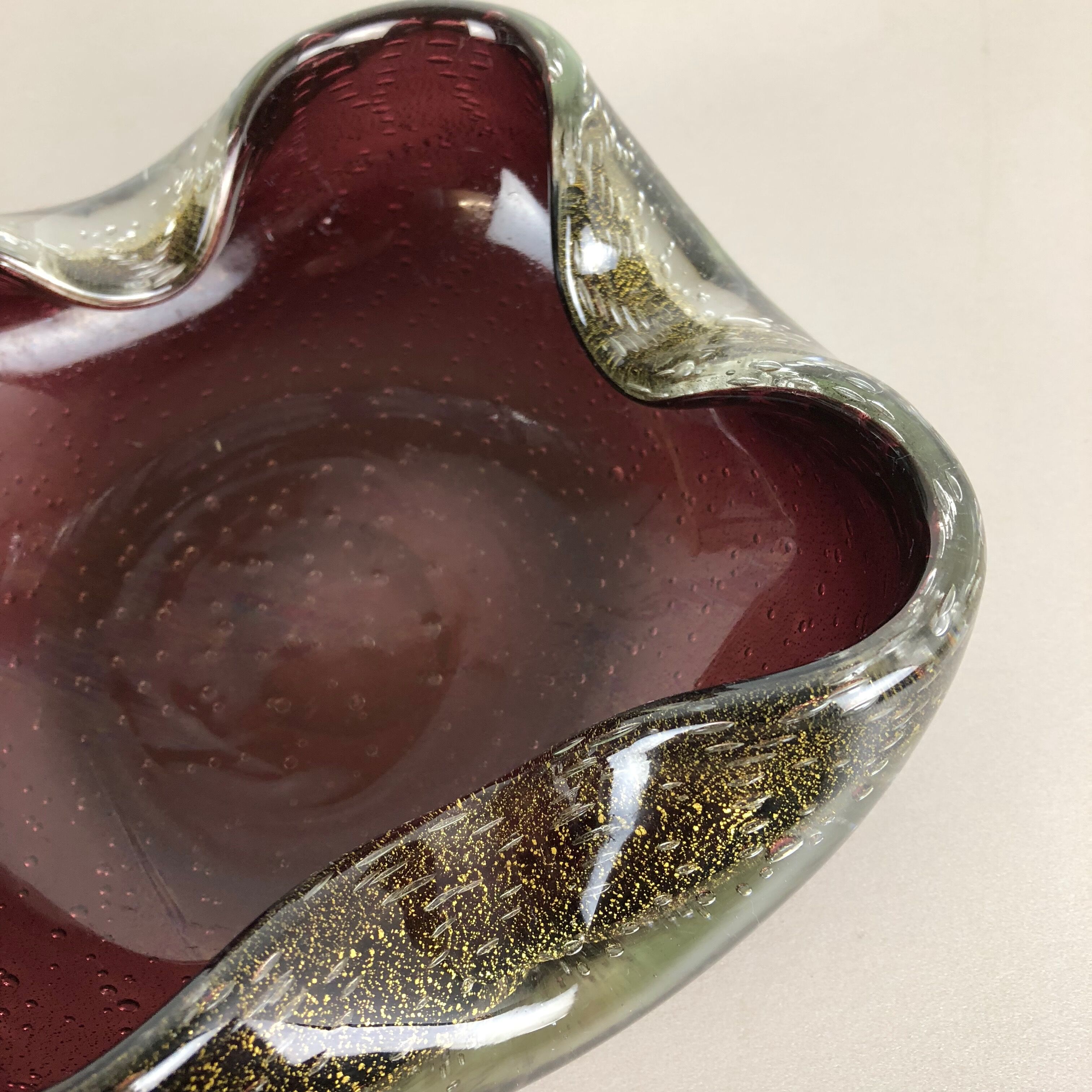 Murano glass ashtray "Golden Dust", Italy, 1970