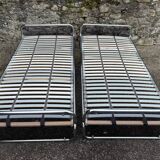 Pair of vintage chrome plexiglass beds