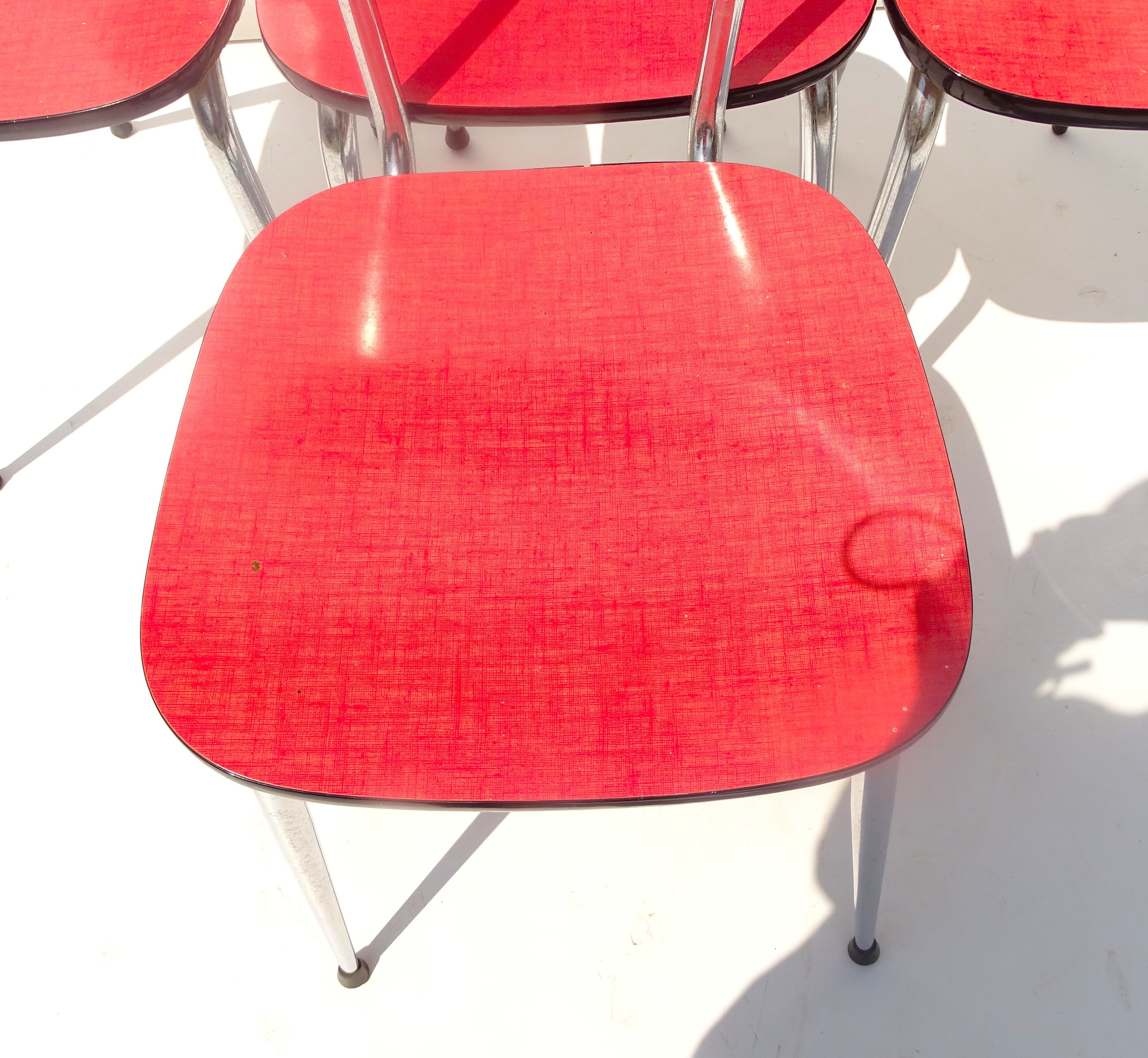Lot 4 chaises formica rouge