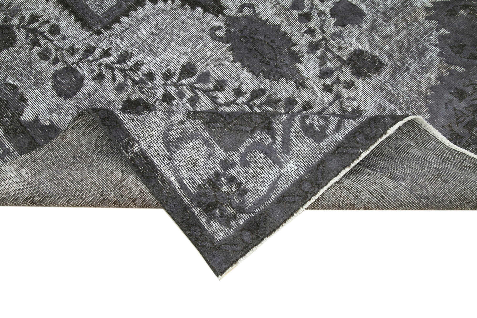 Hand-knotted carved anatolian 1970s 161 cm x 273 cm grey carpet