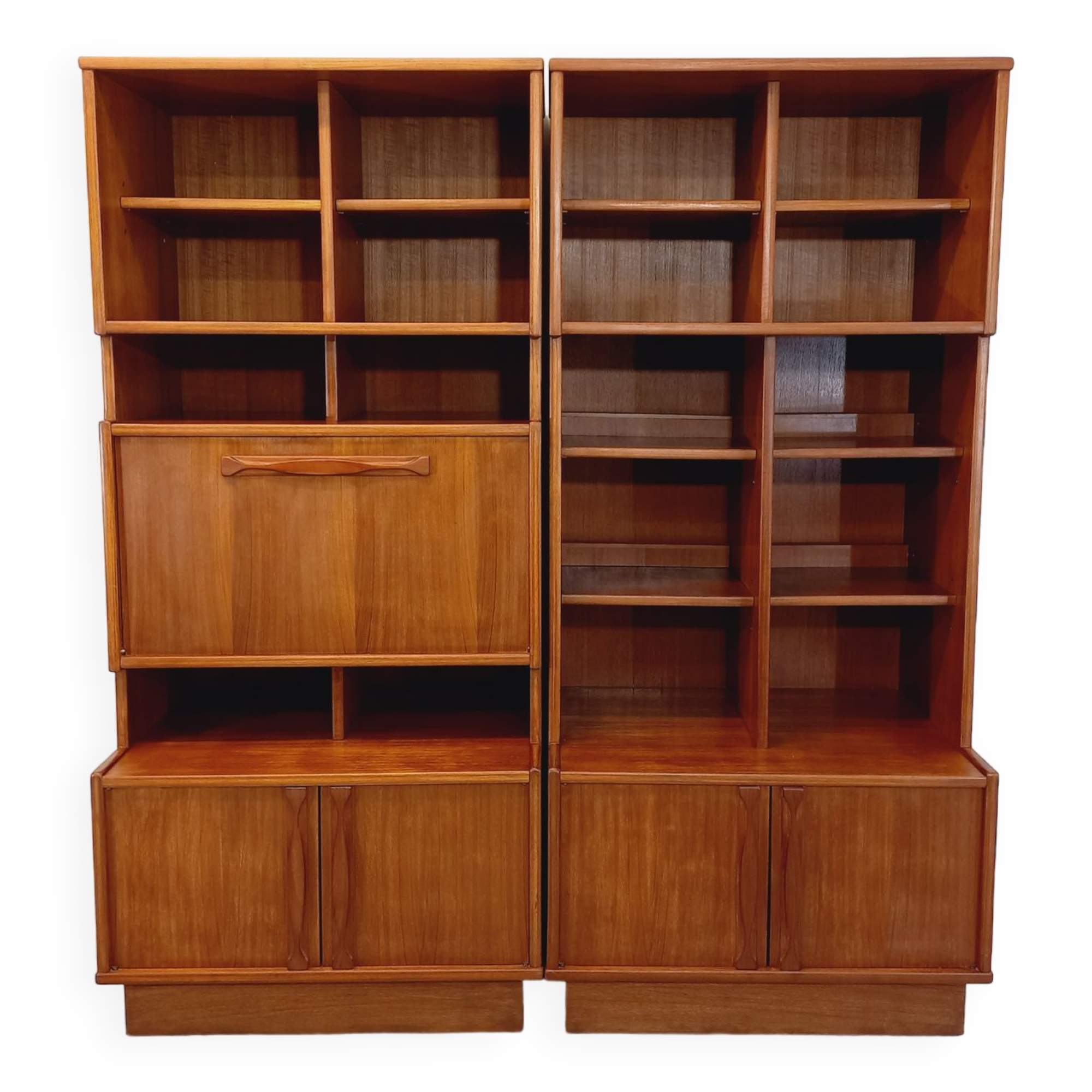 Vintage Scandinavian double bookcase in teak from the 60s