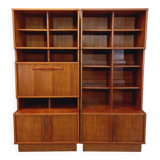 Vintage Scandinavian double bookcase in teak from the 60s