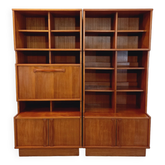 Vintage Scandinavian double bookcase in teak from the 60s