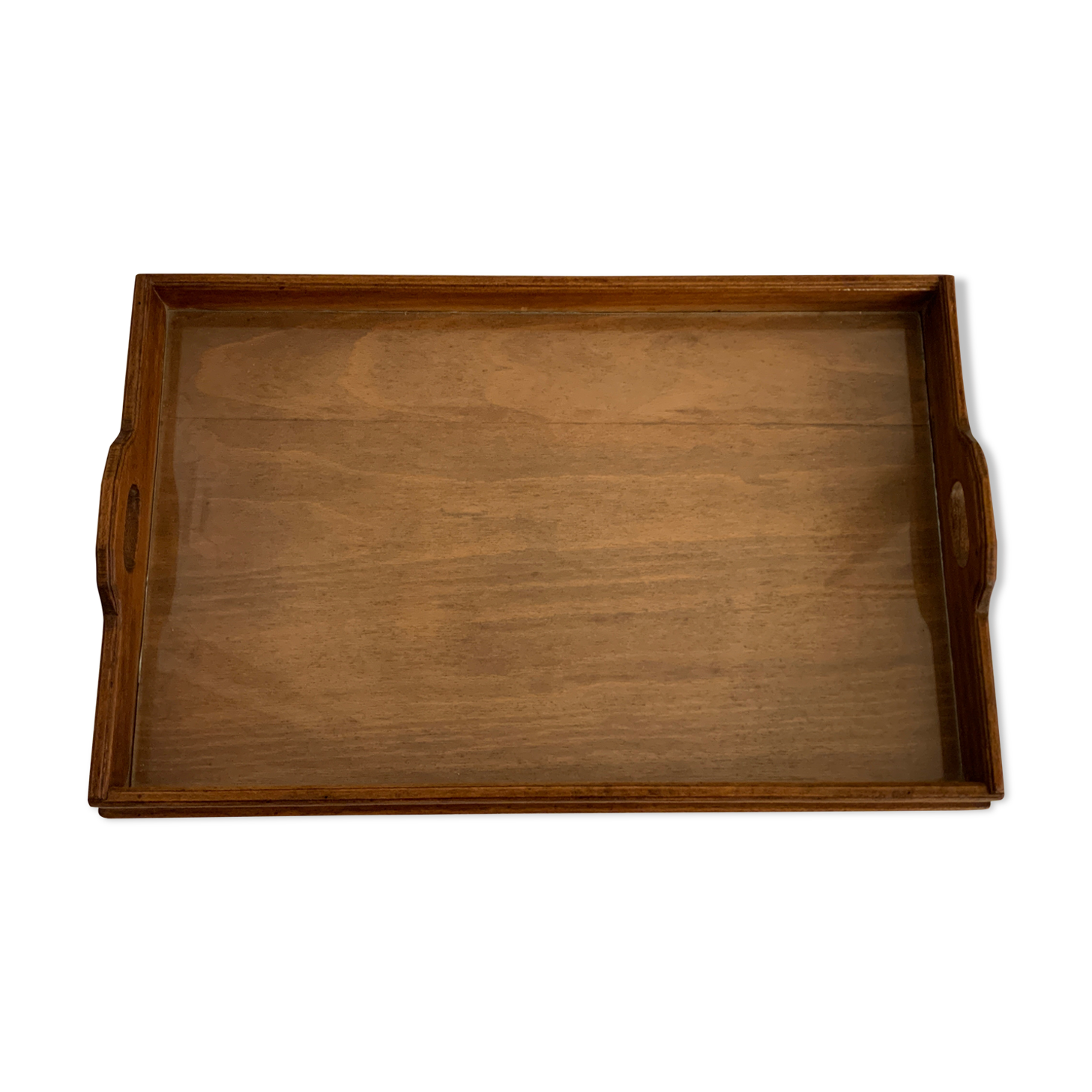 Old wooden and glass tray