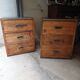 Pair of workshop furniture, solid wood, metal top 1930, 1950
