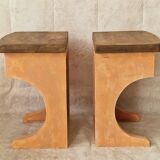 Pair of orange-pink patinated bedside tables