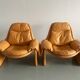 Set of 2 chairs P60 with ottoman by Vittorio Introini for Saporiti 1960
