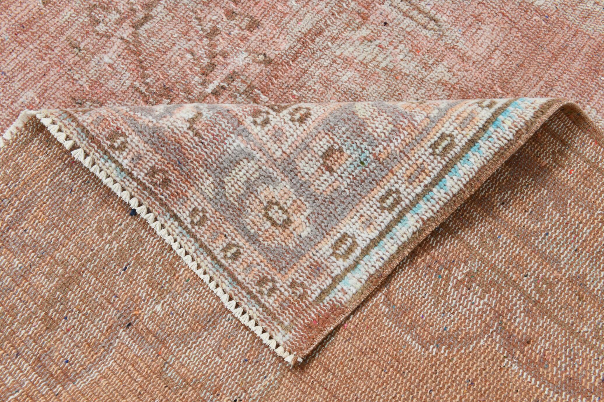 Tapis Oushak Rose Vintage, Tapis Turc Vieilli, 171x267 Cm