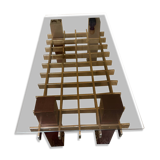 Mid Century 60s 70s glass wood and chrome coffee table