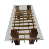 Table basse Mid Century 60 70 verre bois et chrome