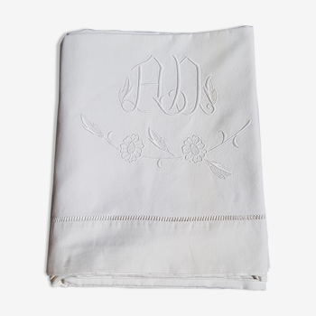 Embroidered AD monogram sheet