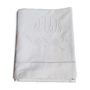 Embroidered AD monogram sheet