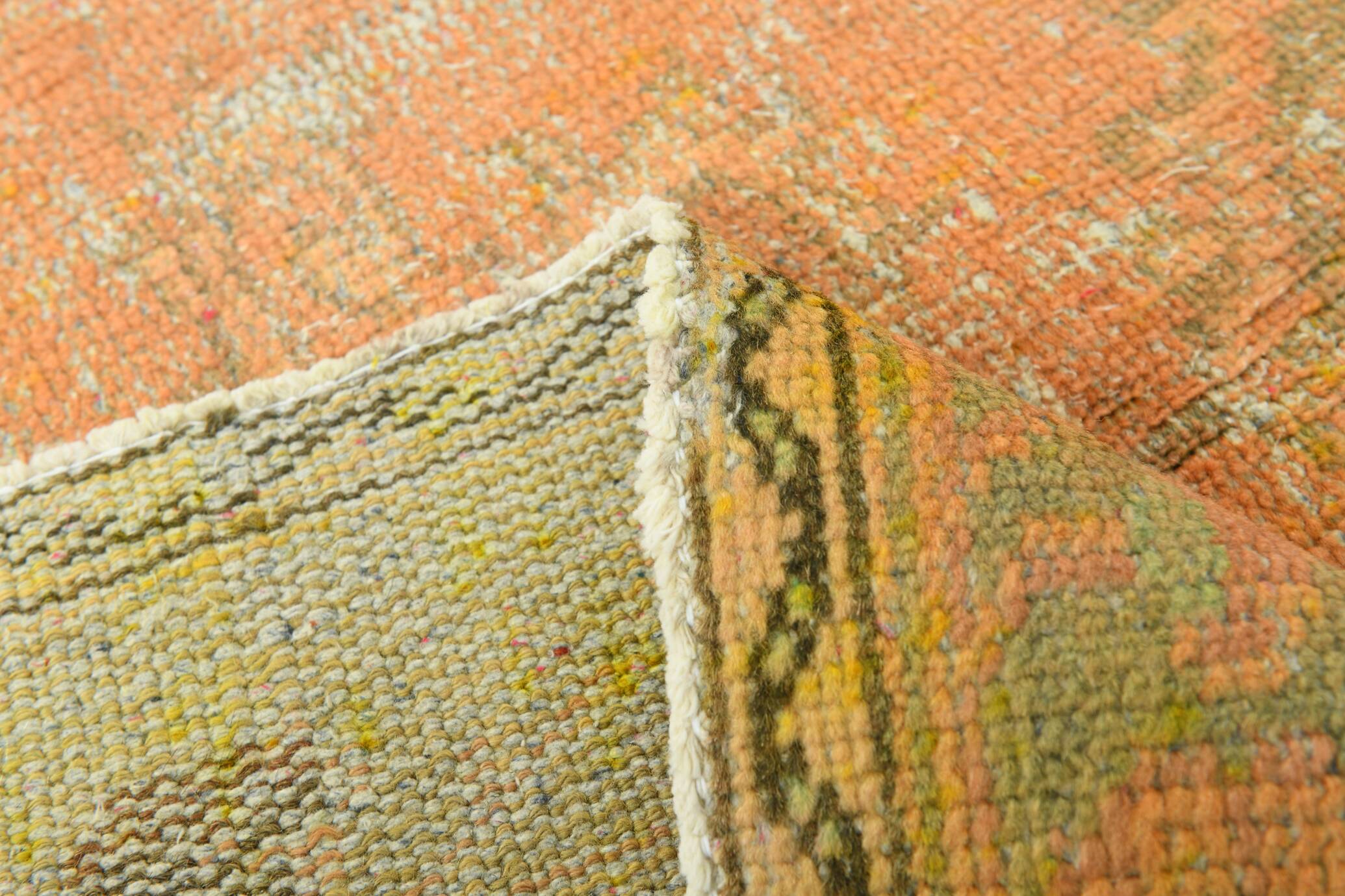 6x9 Shades Of Peach Orange Handmade Wool Oriental Turkish Rug, 180x286Cm