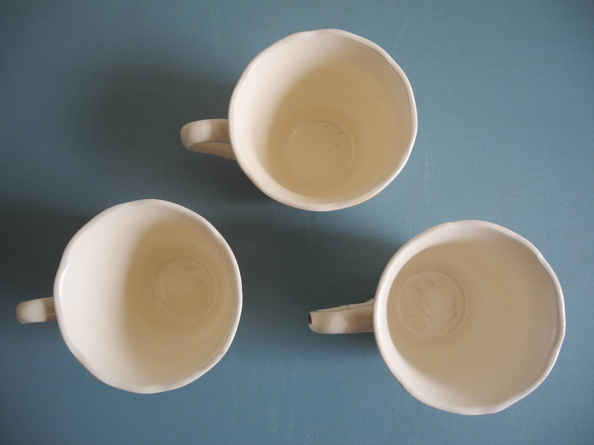 set of 6 Sarreguemines Agreste art table antique french cups plates