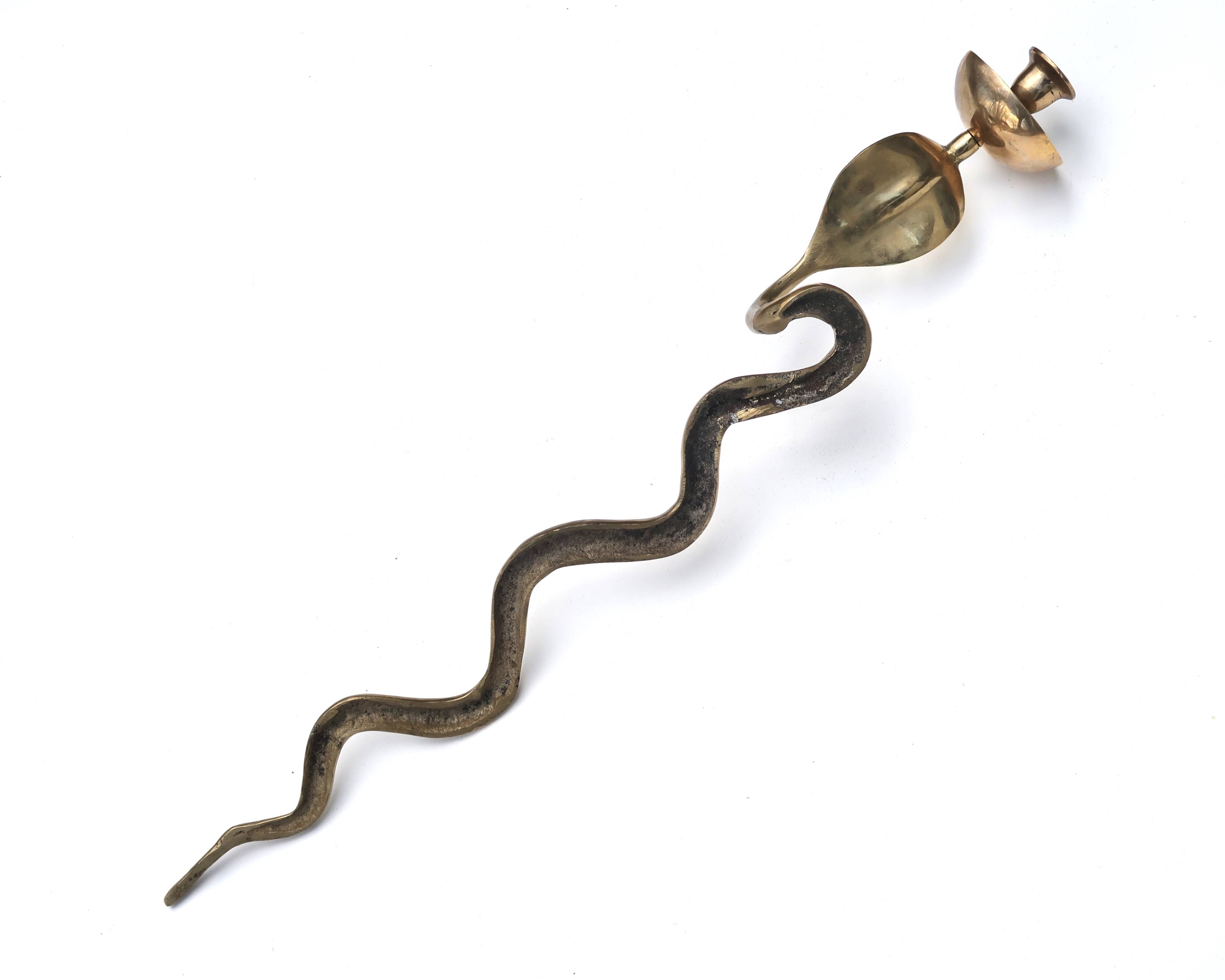 Large Brass Cobra Wall Candle Holder, 1970s