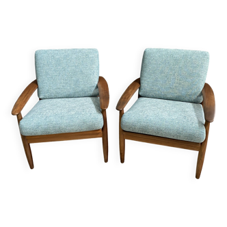 ensemble de 2 fauteuils en teck années 1960