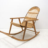 Mid century wicker rocking chair, czechoslovakia, 1960´s