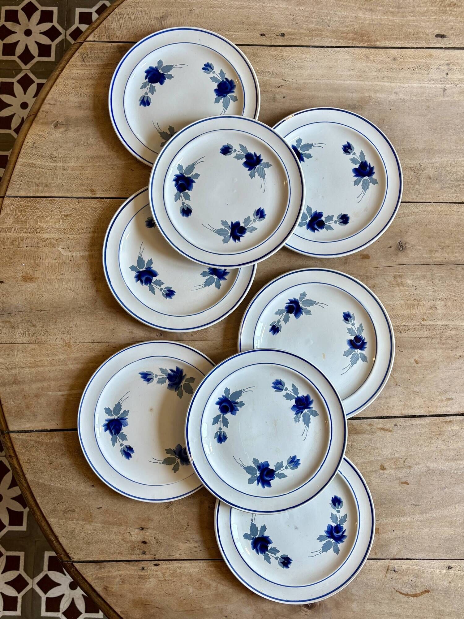 Set of 8 vintage dessert plates, Murcie model by Moulin des Loups