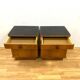 Set of 2 retro bedside tables, veneered wood, 1960s