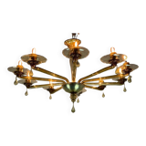 Venetian chandelier in mordoré murano glass by venini circa 1940