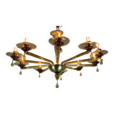 Lustre vénitien en verre de murano mordoré par venini vers 1940