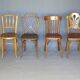 Set of 4 bistro chairs, wooden seats 1925