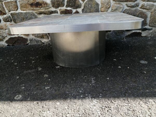 Table basse metal et ardoise
